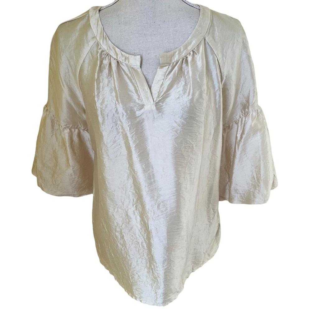 Talbots Cream Silk Blend Bell Sleeve Blouse MP